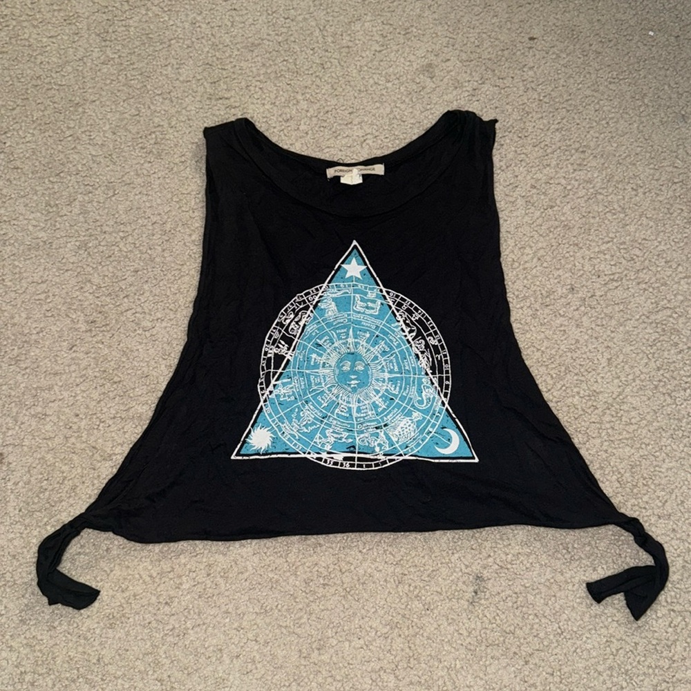 Foreign Exchange Boho Astrological Muscle Tee with Ties